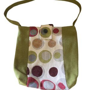Handmade Purse Shoulder Bag Tote Green Repurposed Upholstery Fabric OOAK